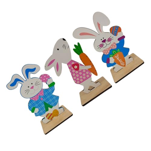 Cabilock 3St Kaninchen-Verzierung Hasenschwänze gefälschte Eier Dekorationen Plüsch Sachen REH Easter Decoration Ostern tischdeko Holzfiguren Hasen Osterhasen schmücken Osterschmuck hölzern von Cabilock