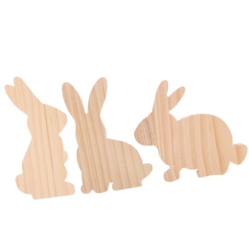 Cabilock 3St Kaninchen-Verzierung Partydekoration Kaninchen- Hasendekor Hase leer Holzhasen Holzdekoration für Ostern Hasenfiguren Häschen-Statue Hasenfigur aus Holz von Cabilock