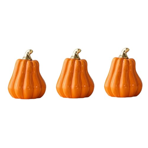 Cabilock 3St Nordischer Keramikkürbis Kürbis Fallen Thanksgiving-Dekor Simulationskürbis Kürbis-Verzierung Halloween Figuren Halloween-Figuren Heimdekoration Kürbisfigur aus Keramik Orange von Cabilock