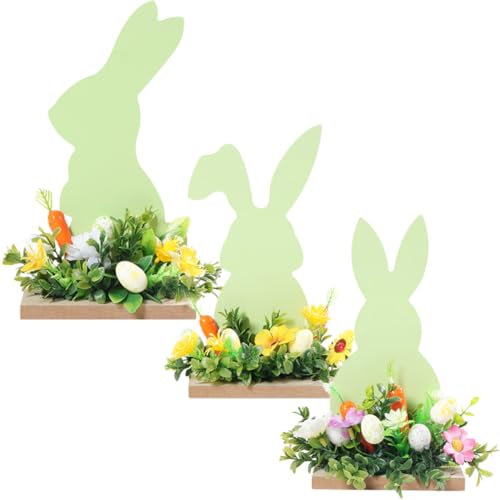 Cabilock Holz Hase Zeichen Ornament Ostern Tisch 3 Pack Holz Handwerk Ostern Tafelaufsatz für Home von Cabilock