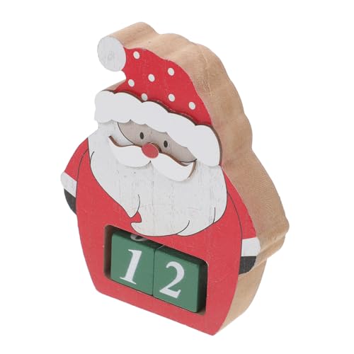 Cabilock 3d-kalender Reversibler Countdown-kalender Santa Tischschild Weihnachtsmann-advents-countdown-kalender Countdown Zum Weihnachtskalender Weihnachtsmann Herzstück Hölzern Rot von Cabilock