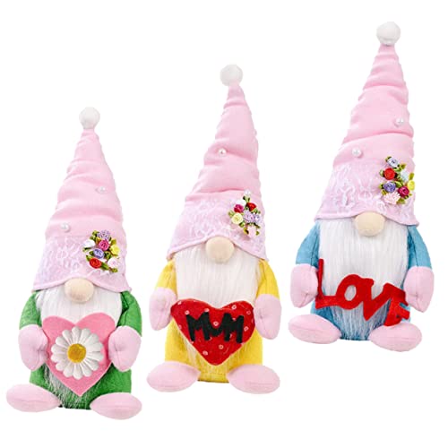 Cabilock 3st Gesichtslose Puppenverzierung GNOME Puppenschmuck Mama Präsentiert Gesichtsloser Gnom Mama Muttertag Geburtstag Festival-zwerg- Muttertagsdekoration Rosa Plüsch von Cabilock