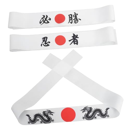 Cabilock 3st Japanisches Kopftuch Karate-stirnbänder Japanisches Karate-stirnband Koch Karate Stirnband Koch-stirnband Japanisches Kochkostüm Japanisches Stirnband Polyester Weiß von Cabilock