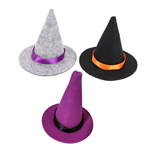 Cabilock 3st Mini-hexenhut Halloween Hexenkostüm Kopfbedeckung Deckel Für Becherflaschen Mini-partyhut Mini-hexenmütze Mini-weinflaschen Hexenkostüm Für Damen Hexenzubehör Filzstoff von Cabilock