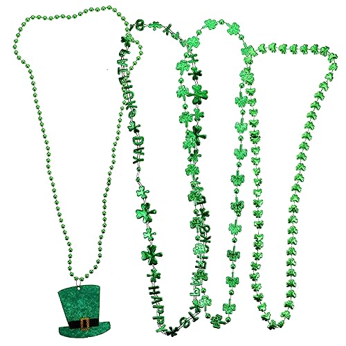 Cabilock 4 Pcs Irish Halskette Perlen Halsketten St Patricks Tag Party Bevorzugt St Patricks Tag Halskette Runde Perlen Halskette St Patrick'S Day Perlen Halskette Shamrock Halskette von Cabilock