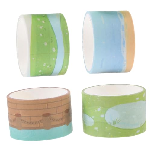 Cabilock 4 Rollen Handbuch Dekoration Blumenband Washi-tape-aufkleber Boho-scrapbook-papier Blumen-washi-tape Washi Tape Kawaii Geschenkband Verwaschenes Klebeband Goldband Selbstklebend von Cabilock