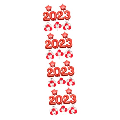 Cabilock 4 Sätze 2023 Aluminiumfolienballon 2023 Konfettiballons nye Ballons Dekorationen wandverkleidung wand polsterung weihnachtsdeko Zahlenballons 2023 Ballons Ballon 2023 rot von Cabilock