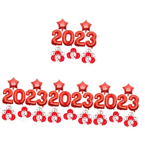 Cabilock 4 Sets 2023 Aluminiumfolie Ballon Festival Ballons Frohes Neues Jahr Ballon Chinesische Dekorationen Partydekoration Silvester Partyzubehör 2023 Ballon Ballons Emulsion Rot von Cabilock