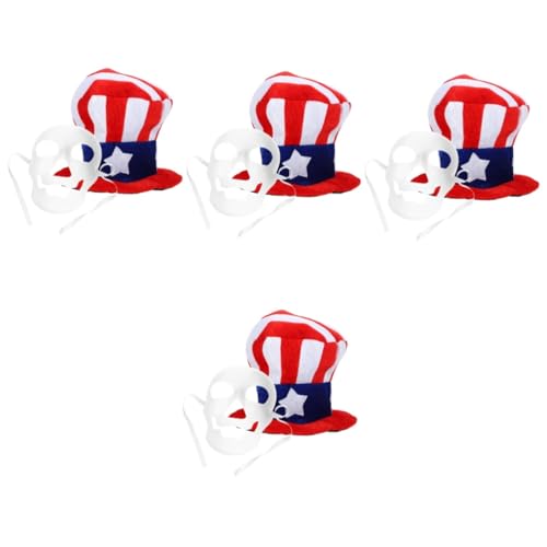 Cabilock 4 Sets Party Kopfbedeckung Maskerade Maske US Flagge Hüte Amerikanische Flagge Gedenktag Partyzubehör Unabhängigkeitstag Kappe Patriotische Dekoration Unabhängigkeitstag von Cabilock