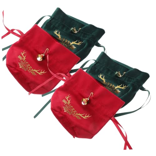 Cabilock 4 Stück Apfeltasche Samt geschenkverpackung weihnachtsgeschenktüten kleine geschenktaschen Beutel für Süßigkeiten Weihnachtsbevorzugungsbeutel Weihnachtsverpackungstüten Stoff von Cabilock