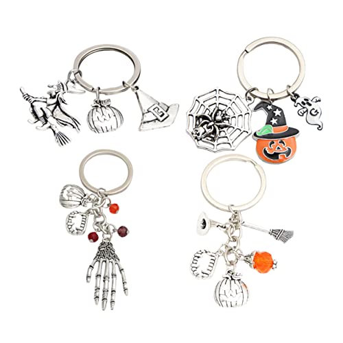 Cabilock 4 Stück Halloween Schlüsselanhänger Mit Ring Schneebesen Besenringe Medaillon Besenstiel Hut Anhänger Schlüsselanhänger Schlüsselanhänger Lustiger von Cabilock