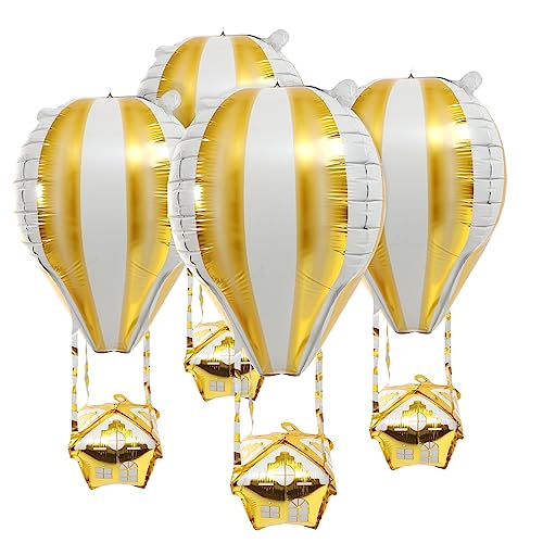 Cabilock 4 Stück Heißluftballon Ballons Dekorationen Ballondekorationen Partyballons Geburtstagsballon seidenband bandfeile festlicher Ballon Geburtstagsparty liefert Aluminiumfolie Golden von Cabilock