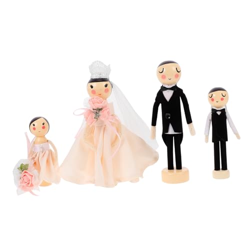 Cabilock 4 Stücke Mini Holz Hochzeit Paare Statue Puppe Decor Rustikalen Hochzeit Decor Decor Einzigartige für Paare von Cabilock