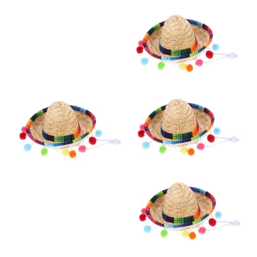 Cabilock 4 Stück Kleiner Hut Sombrero-partyhüte Beachcomber-strohhut Mini Mexikanischer Hut Sonnenhut Cowboy-hut Mexikanische Serape Sombrero-mütze Für Kinder Hund Sombrero-hut Polyester von Cabilock