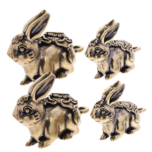 Cabilock 4 Stück Messing Hase Chinesische Neujahrszauber Kreative Kaninchenverzierung Tierkreiszeichen Kaninchenstatue Jahr Der Hasenzauber Anhängerstopper Für Armbänder Glücksfigur von Cabilock