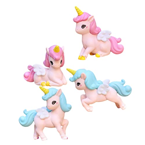 Cabilock 4 Stück Modell Ornament Einhorn Cartoon Spielzeug Figur Spielzeug Miniatur Dekoration Ornamente Für Dekoration Verzierungen Für Einhorn Tier Dekorieren von Cabilock