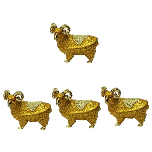 Cabilock 4 Stück Schaf Schmuckschatulle Tierfiguren Schmuckhalter Halskettenbehälter Nussknacker aufbwahrungs-box aufbewahrungskorb Schmucketui Schmuckkästchen in Schafform Legierung Golden von Cabilock