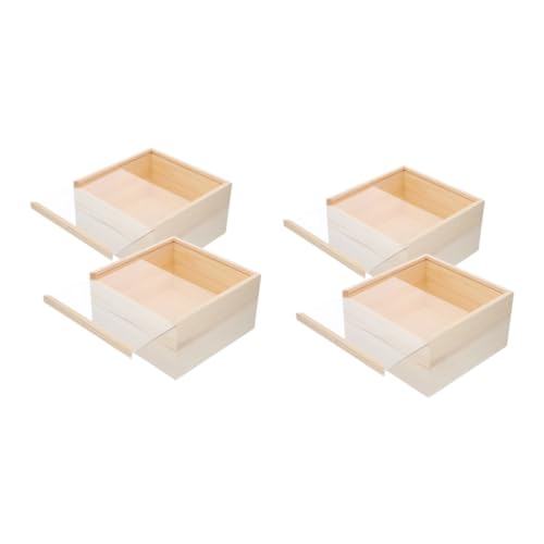 Cabilock 4 Stück Transparente Acrylbox alte Münzbank Schmuck-Organizer schmuck aufbewahrungsbox schubladenbox Kosmetik Aufbewahrungsbox Stiftebox unvollendetes Handwerk Vorratsbehälter Holz von Cabilock