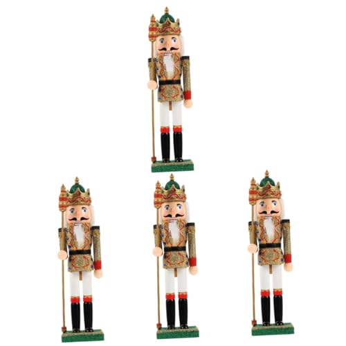 Cabilock 4 Stück Weihnachts-nussknacker Traditionelle Nussknackerfiguren Kunst Bilderrahmen Zeichen Weihnachtskarten Hoch Korb Zinn Gefälscht Szene Aufkleber Cracker Mann Ranger Holz Golden von Cabilock