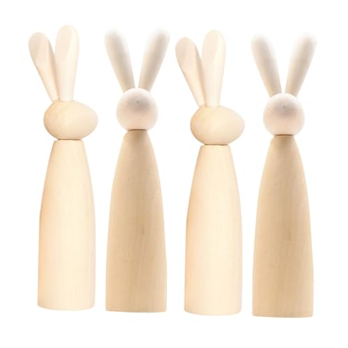 Cabilock 4er Set DIY Holzkaninchen Tischdeko Für Ostern Große Bemalbare Holzfiguren Als Osterdeko Kreatives Bastel Kit Für Festliche Tischgestaltung von Cabilock