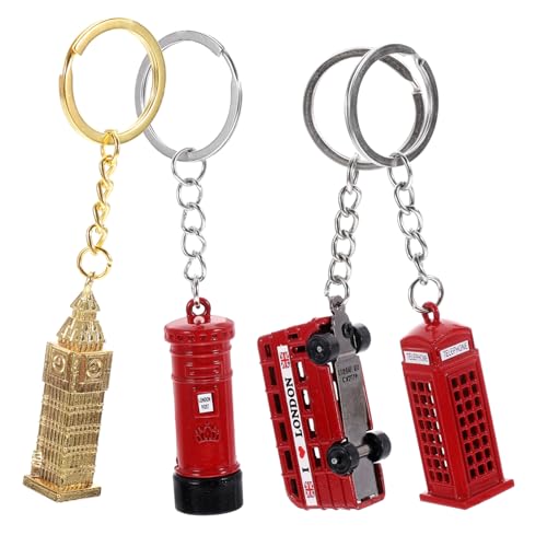 Cabilock 4er Set Schlüsselanhänger Im Britischen Stil Londoner Telefonzelle Roter Doppeldeckerbus Big Ben Und Postkasten Elegante Metallanhänger Für änner Und Frauen Ideales von Cabilock