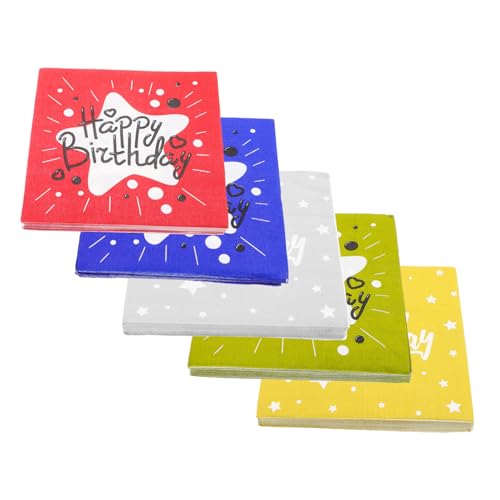 Cabilock 5 Packungen Partytaschentücher Alles Zum Geburtstag Servietten Serviettenpapier Zum Geburtstag Servietten Für Geburtstagsbankette Partyservietten Jungfräulicher Zellstoff von Cabilock