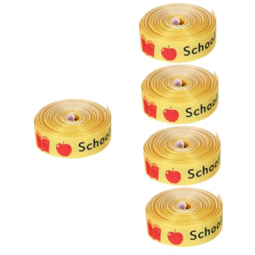 Cabilock 5 Rollen Zurück zum Schulband Blumenverpackungsband Zurück zu den Schulbändern dekoratives Band Schleifenband Schmuckband DIY Bastelband geschenkband dekor Polyester Yellow von Cabilock