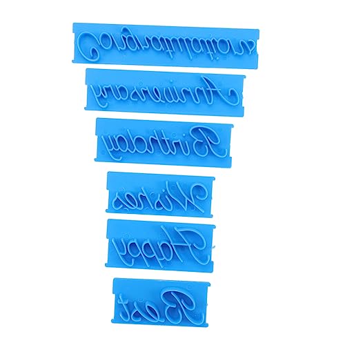 Cabilock 5 Sätze Wortkunststempel Schokoladenkuchen Formen für Schokolade cremefarbenes Dekor Schokoladenkeks embossing stempel kuchendekoration Kuchen Briefmarken Keksstempel Plastik Blue von Cabilock