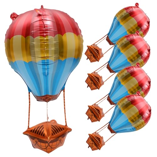 Cabilock 5 Stück Heißluftballon Aluminiumfolie Gas Geburtstagsdekoration Geburtstagsparty Zubehör Heißluftballon Aluminium Ballon Geburtstagsballons Hochzeitsfeier Ballons von Cabilock