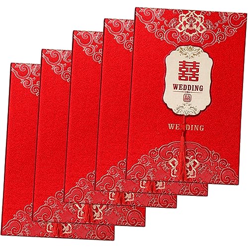 Cabilock 5 Stück Hochzeitseinladungen Einladungen Für Gäste Hochzeitsfeier Einladungen Chinesische Hochzeit Asiatische Dekoration Hochzeitsdekoration Chinoiserie von Cabilock