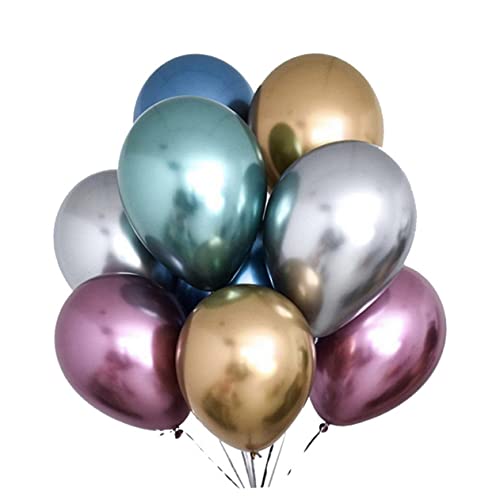 Cabilock 50 Stück 10 Latexballons Ballons Masse Ballonbogen-kit Weiße Metallische Luftballons Eid-ballons Perlendekorationen Elektrische Ballonpumpe Große Luftballons Ballonständer Golden von Cabilock