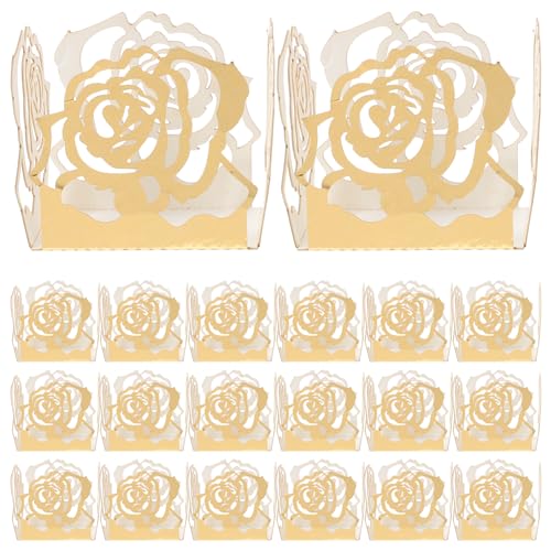 Cabilock 50 Stück Schokoladen papier halter Papierbecher weiße Schokolade Eisbecher hochzeitsdekoration geschenkpapier bögen Cupcake-Dekoration Schokoladenhalter Schokoladenbecher Golden von Cabilock