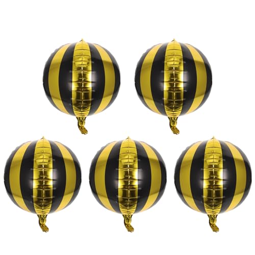 Cabilock 5st Gestreifter Ballon Gestreifte Folienballons Folienballongewicht Mit Fransen Luftballons Mit Nutztieren Gelbe Luftballons Helium Luftballons Gold Spiral- Black Aluminiumfolie von Cabilock