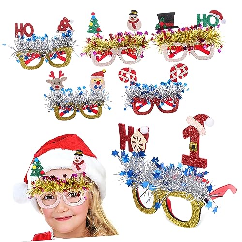 Cabilock 6 Paare Weihnachtsbrillen Für Kinder Dekorationen Für Weihnachtsfeiern Füller Für Weihnachtstüten Zubehör Für Die Weihnachtsfeier Weihnachtsglitzer Party Brille Plastik von Cabilock