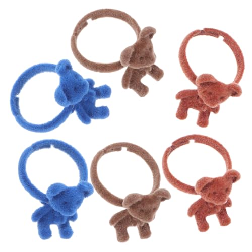 Cabilock 6 Pcs Stromkolbene Bärenringringe Süßer Bärendekoring Ring Süßer Ring Süßes Bären Cartoon Ring Verstellbar Süß Bärenring Plüschbär Verstellbarer Ring Flockungsbär Accessoire von Cabilock