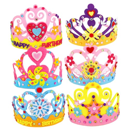 Cabilock 6 Sets DIY Geburtstagshut Geschenkband Display Blumenstrauß Band Bastelbandhalter Rosa Knöpfe Streifenspender Prinzessin Medaillon Zubehör Party Vlies von Cabilock