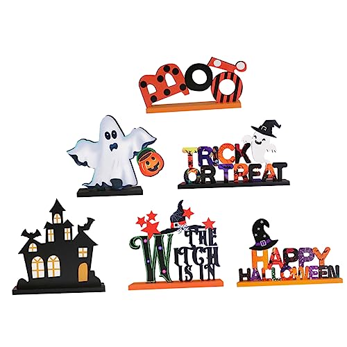 Cabilock 6 Stück Halloween Ornamente Halloween Tafelaufsatz Schild Halloween Kürbis Schilder Halloween Tischaufsatz Halloween Tischschild Dekor Embleme Halloween Tischaufsatz Schild von Cabilock