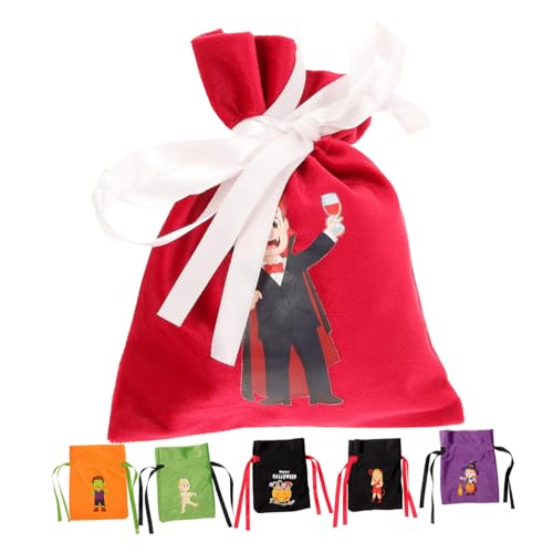 Cabilock 6 Stück Halloween-süßigkeitstüte Minitaschen Vorratsbehälter Halloween Candy Bags Goodie-bag-füller Taschen Mit Griffen Wiederverwendbar Wiederverschließbar Beutel Stoff Colorful von Cabilock