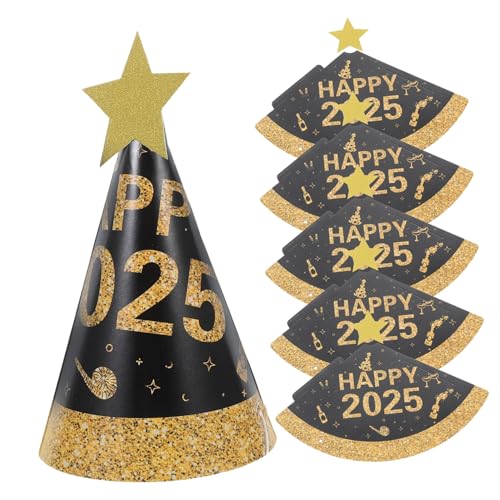 Cabilock 6 Stück Neujahrs Partyhut Partyzubehör Partyhüte Silvester Papierkappe Neujahrs Papierhüte Neujahrs Partydekorationen Neujahrshut Neujahrszubehör Frohes Neues Jahr von Cabilock