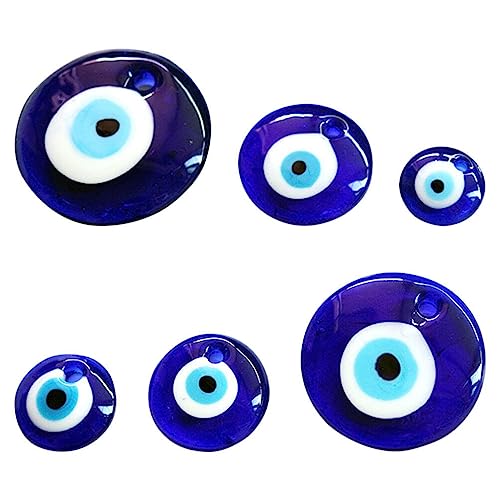 Cabilock 6 Stücke Türkisches Blaues Auge Perlen Glasperlen Nazar Boncuk Glas Spacer Evil Eye Beads Charms Schmuck Amulett Böse Blick Kette Auto Deko Anhänger Glücksbringer Ramadan von Cabilock