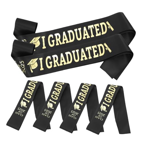 Cabilock 6Pcs Gold Graduation Sash Für Die Klasse Von 2025 Ideal Für Abschlussfeier Und Abschluss Abschlussdekorationen Und Accessoires von Cabilock