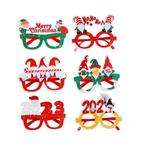 Cabilock 6St 2023 Weihnachtsbrille Weihnachtsfeier Weihnachtsmütze Brille Zubehör für Weihnachtsfotos weihnachtsdeko faschingsbrille Dekor brille für kinder Brille Foto-Requisite Plastik von Cabilock