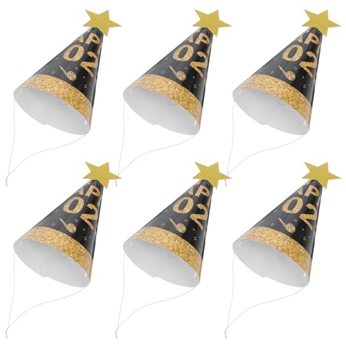 Cabilock 6St schwarzgoldener Papierhut Kegelhut aus Papier Frohes neues Jahr Partyhüte Partydekoration partyzubehör Partyaccessoire Papierhut für Silvester papierhut des neuen jahres von Cabilock