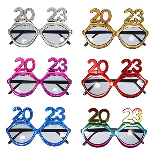 Cabilock 6st 2023 Digitale Brille 2023 Partybrille Gläser Martini Partydekorationen Party-brillengestelle Neujahrssonnenbrille 2023 Partyteller Und -Becher Geburtstagsdekorationen Neon STK von Cabilock