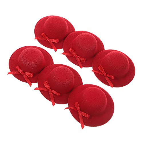 Cabilock 6st Mini-zylinder Golfhut Mini-wasserflasche Kappen Puppenhüte Bucket Hats Für Damen Mini-weihnachtsmütze Saftflaschen Mini-strickmützen Mini-schnapsflaschen Strohhut Stoff Rot von Cabilock