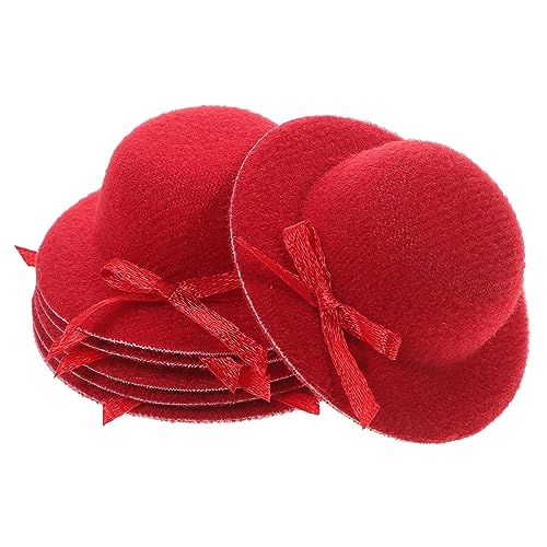 Cabilock 6st Mini-zylinder Miniaturhüte Puppenhüte Strohhut Whisky-gläser Winzige Flasche Kappe Bucket Hats Für Damen Kleine Weihnachtsmütze Hundemütze Mini-partyhut Deckel Wein Stoff Rot von Cabilock