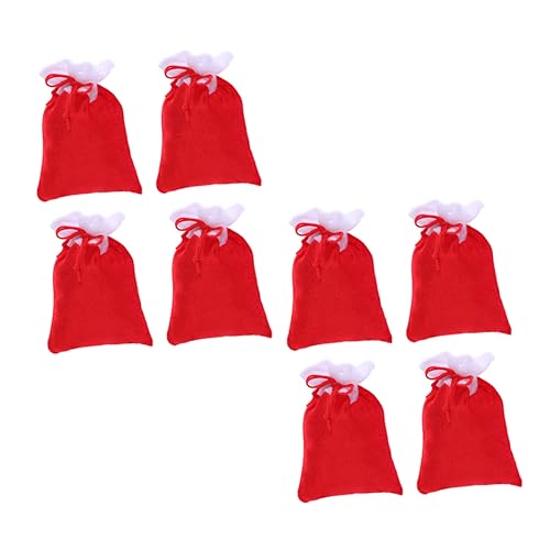 Cabilock 8st Weihnachts-plüsch- Tasche Katze Weihnachtsstrumpf Beutel Mit Kordelzug Stuffer Präsenttaschen Partytaschen Kleine Zugbeutel Plätzchen Tischdekorationen Wickeltasche Rot von Cabilock