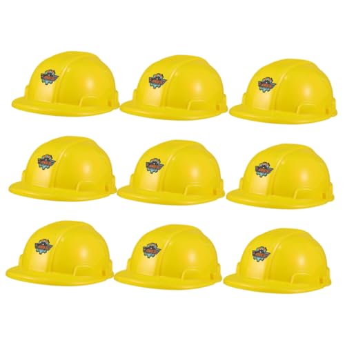 Cabilock 9St Technischer Schutzhelm Bauarbeiterhelm bauarbeiter Werkbank Halsschutz für Schutzhelme Miniaturhüte Baumeistermütze für Kleinkinder Bau Partyhut Plastik Yellow von Cabilock