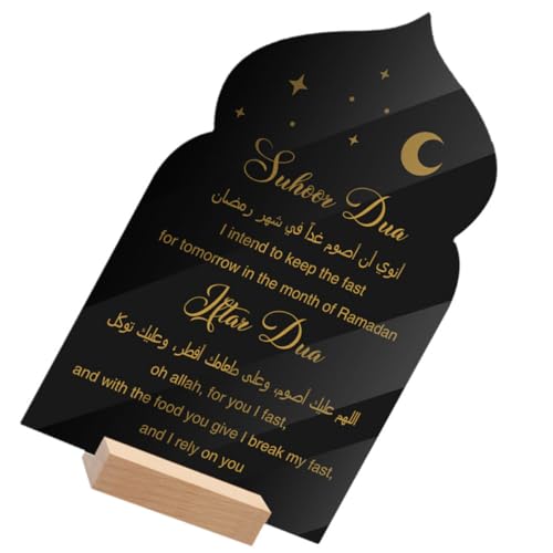 Cabilock Acryltisch Party Geschirr Ornamente Platte Tischdekoration Tür Eid Mubarak-Handwerksornament Eid-Verzierung muslimische Einrichtung Eid Mubarak-Zeichen Innendekoration Holz Black von Cabilock