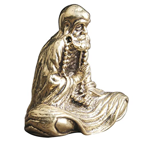 Cabilock Bodhidharma-Meister Aus Messing Retro-Buddha-Statue Buddha-Idol-Statue Buddha-Figur Desktop-Dekoration Statue Für Zu Hause Tischplatte Buddha Dekor Sitzende Buddha-Statue Golden von Cabilock